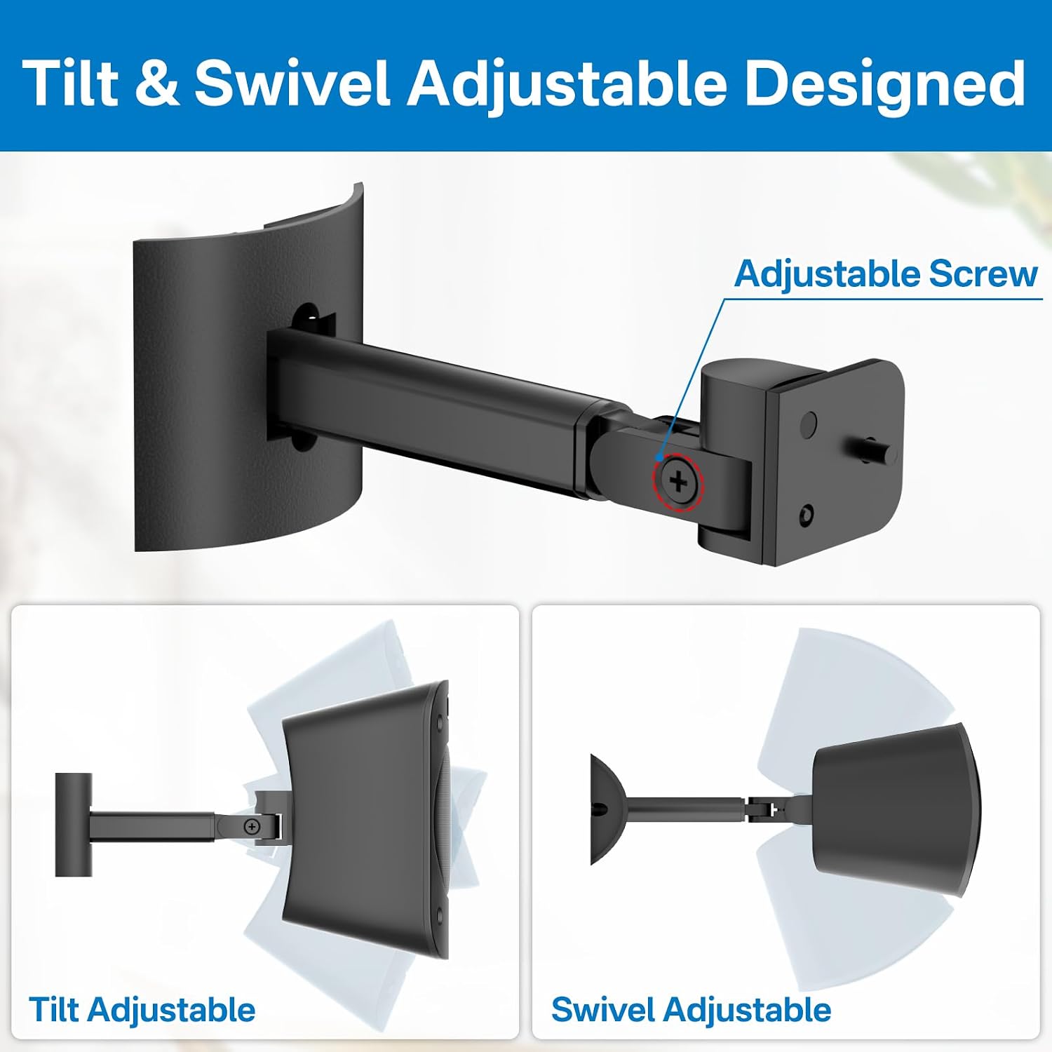 1 Pack, Wall Or Ceiling Mount for Logitech Z906 5.1 Surround Sound Speaker System Tilt and Swivel Adjustable Mounting Bracket for Logitech Z906 Satellite Speakers Wall Mounts - Flex Gamingproduct_type