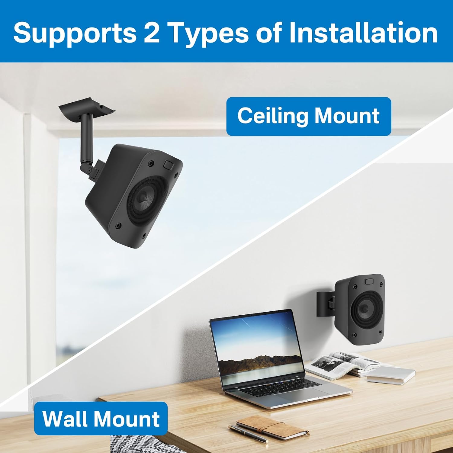 1 Pack, Wall Or Ceiling Mount for Logitech Z906 5.1 Surround Sound Speaker System Tilt and Swivel Adjustable Mounting Bracket for Logitech Z906 Satellite Speakers Wall Mounts - Flex Gamingproduct_type