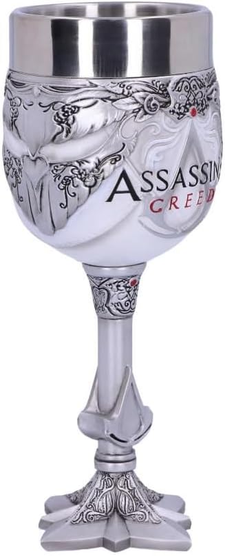 Nemesis Now Officially Licensed Assassins Creed White Game Goblet, Resin w. Stainless Steel