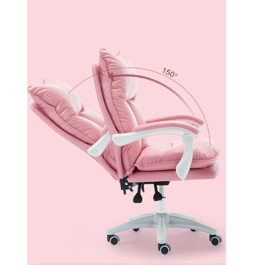 Home Office Chair Video Game Chair with Footrest Ergonomic Reclining Leather Desk Chairs Computer Gaming Chair (Color : Pink) (Beige) - Flex Gamingproduct_type