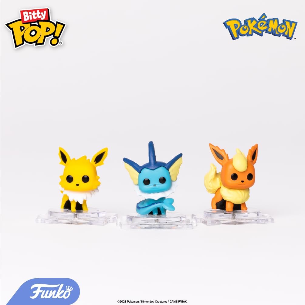 Funko Bitty POP! 4 Pack: Pokemon - Squirtle, Eevee, Growlithe, Psyduck | Official Video Games Merch - Tiny 0.9 inch Figures with Display Shelf - Cake Topper, Party Bag and Stocking Filler Gift