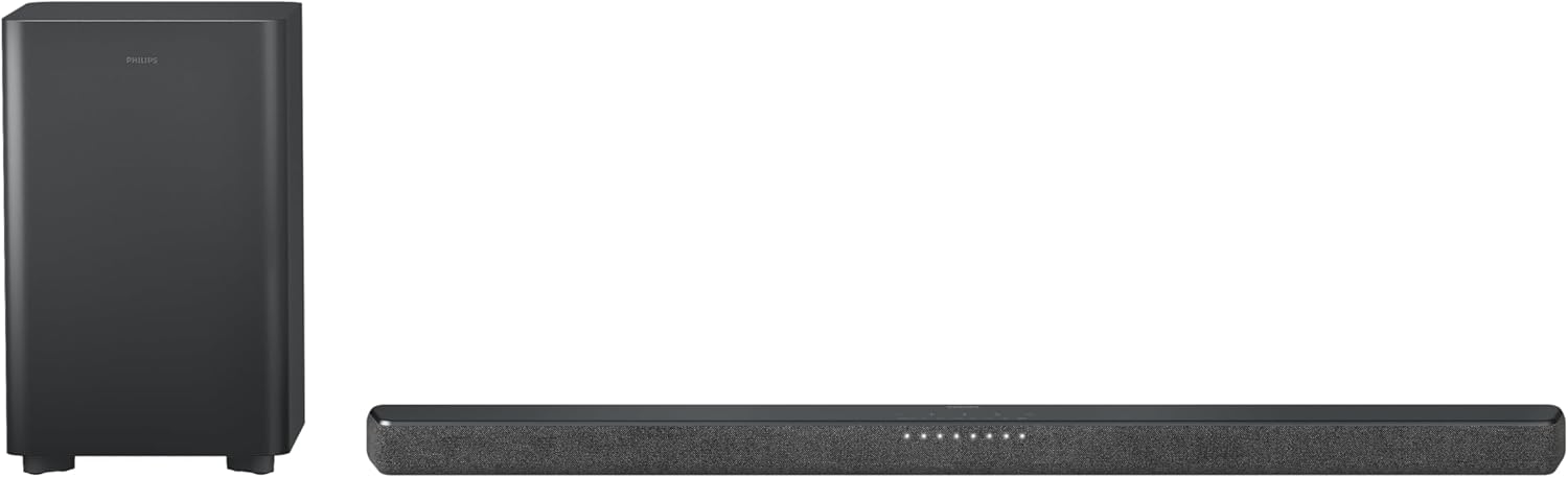 Philips TAB6200 2.1 Channel Soundbar with Wireless Subwoofer - Bluetooth, HDMI eARC, Dolby Atmos, DTS Virtual:X, 240W Max Power, Black - Flex Gamingproduct_type