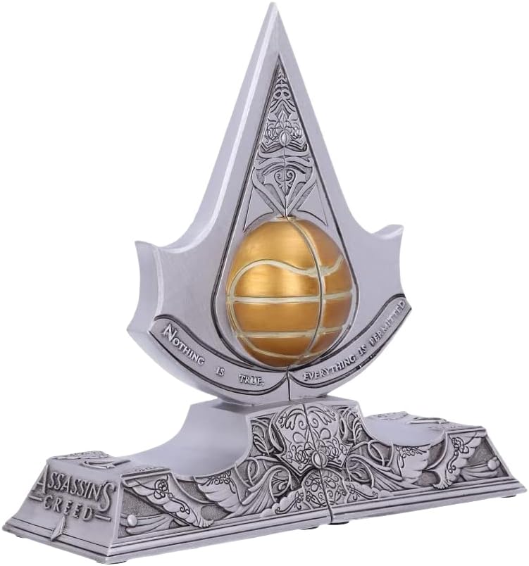 Nemesis Now Officially Licensed Assassin's Creed Apple of Eden Resin Bookends, Silver, 18.5cm