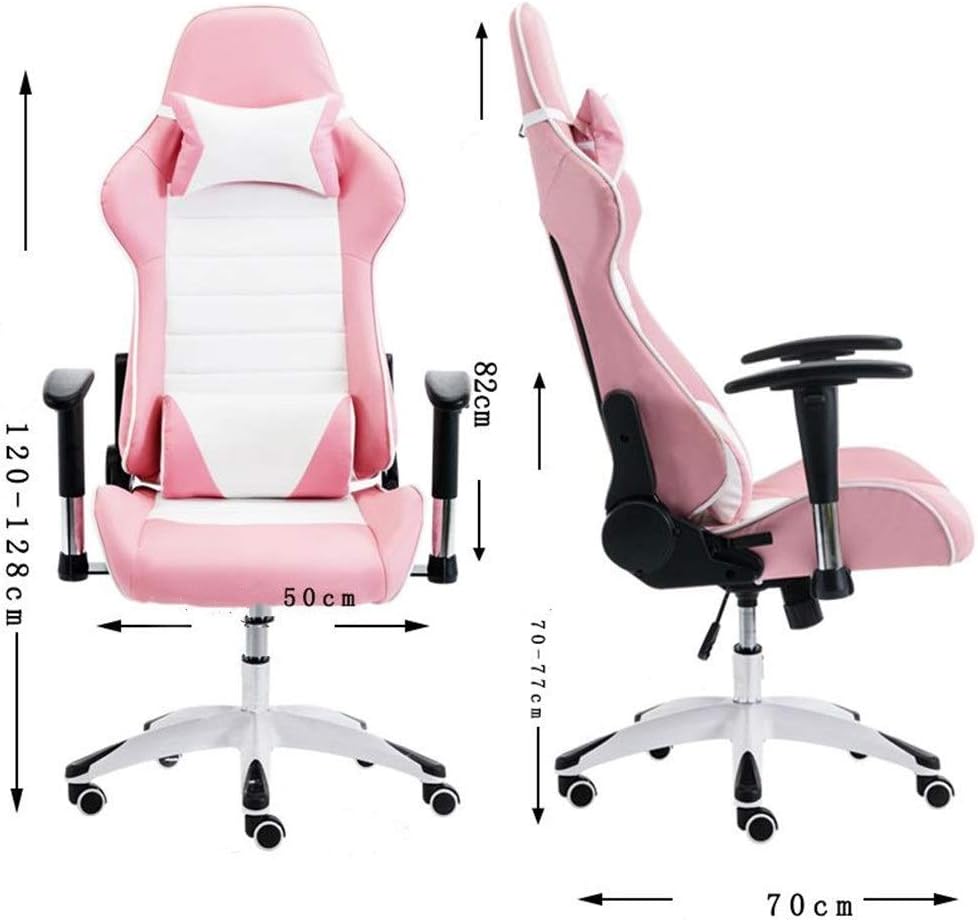 Gaming Chair PU Leather Gaming Chair Comfortable Computer Chair Home Office Game Chair Ergonomic Gaming Chair (Color : Pink Size : 120-128x50x70cm) - Flex Gamingproduct_type
