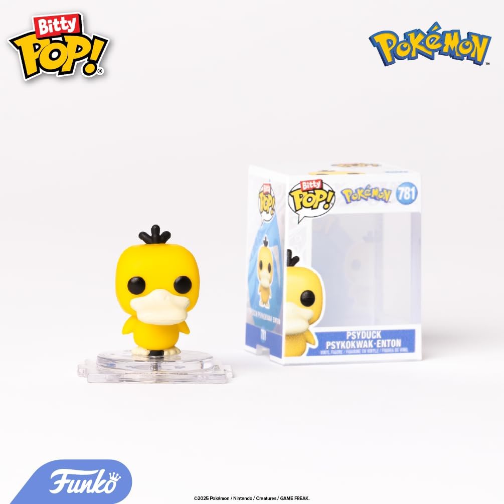 Funko Bitty POP! 4 Pack: Pokemon - Squirtle, Eevee, Growlithe, Psyduck | Official Video Games Merch - Tiny 0.9 inch Figures with Display Shelf - Cake Topper, Party Bag and Stocking Filler Gift