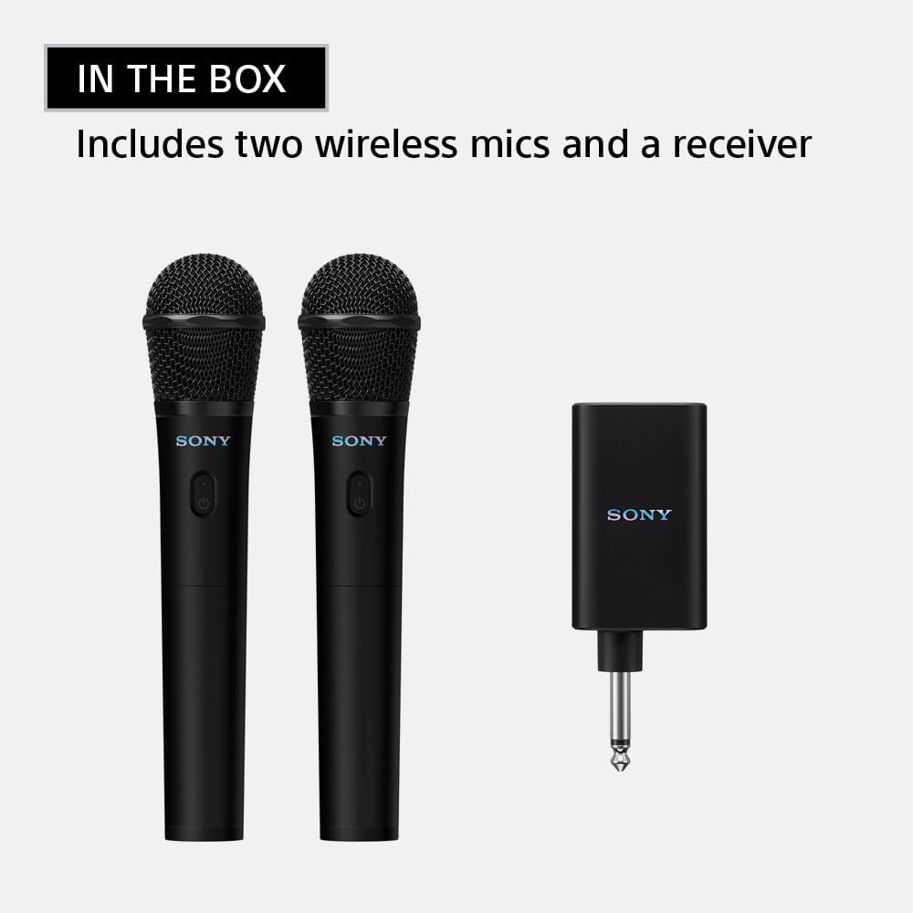 Sony ULT MIC Wireless Microphone for Karaoke, Two Wireless Mics & Receiver | 20 Hr Battery with Quick Charging, Clear Vocals, Duet Assist, Noise Reduction. Pairs Perfectly with ULT POWER SOUND series