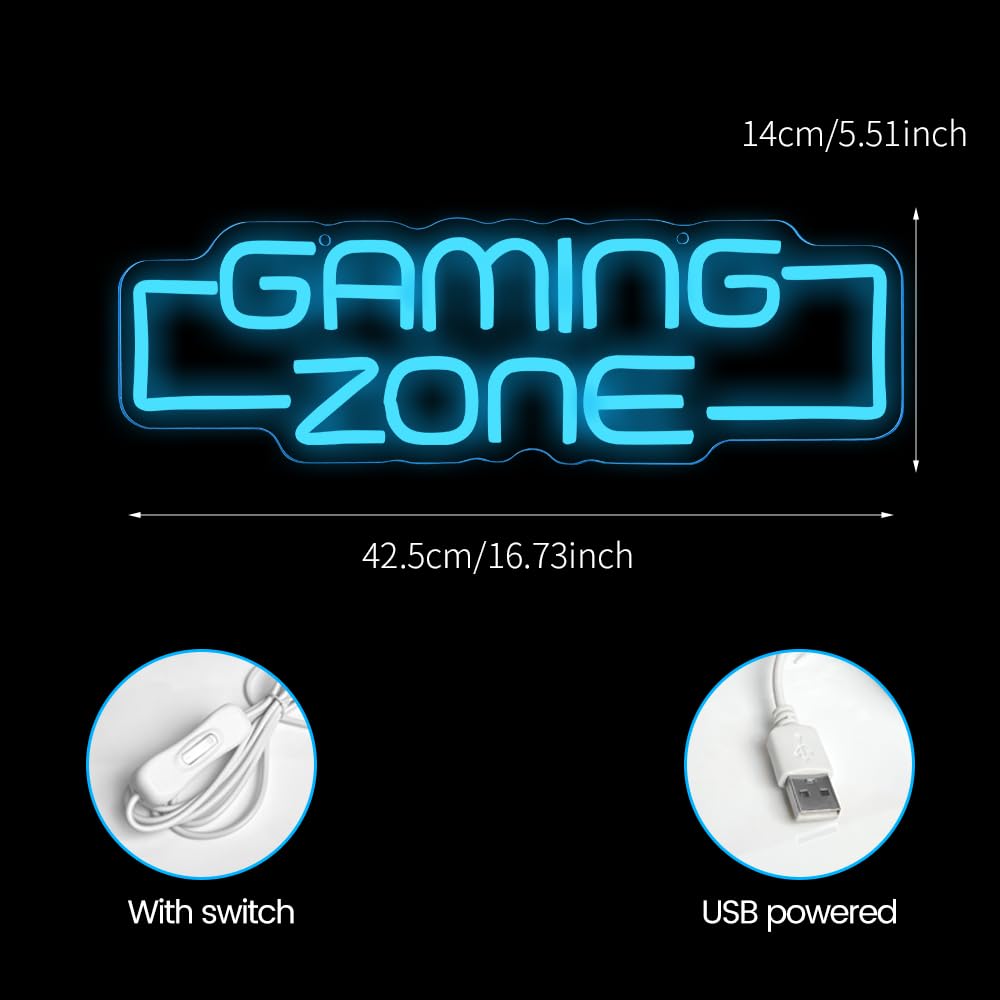 Gaming Zone Neon Sign,Game Zone Neon Sign for Teens Gamer Room Decor，Gaming Light Neon Sign for Gaming Wall Decor，Led Neon Gaming Sign for Gamer Gifts Boys - Flex Gamingproduct_type