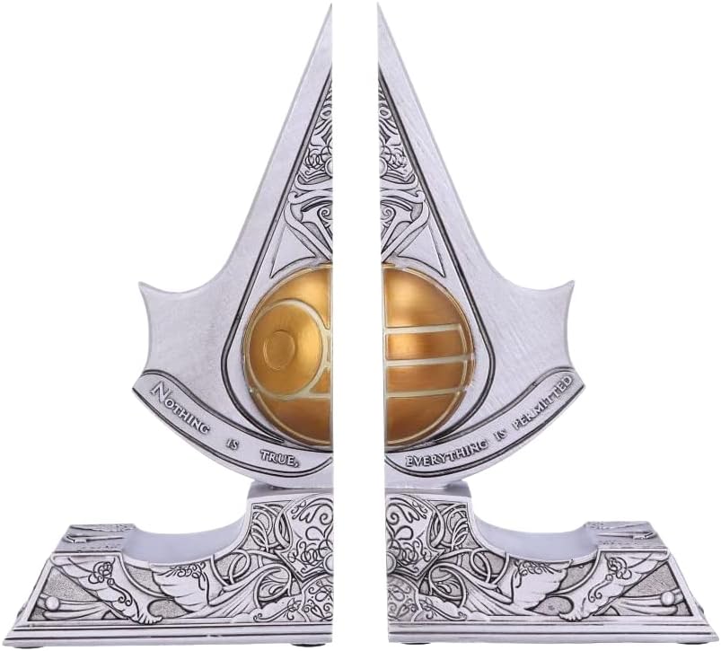 Nemesis Now Officially Licensed Assassin's Creed Apple of Eden Resin Bookends, Silver, 18.5cm