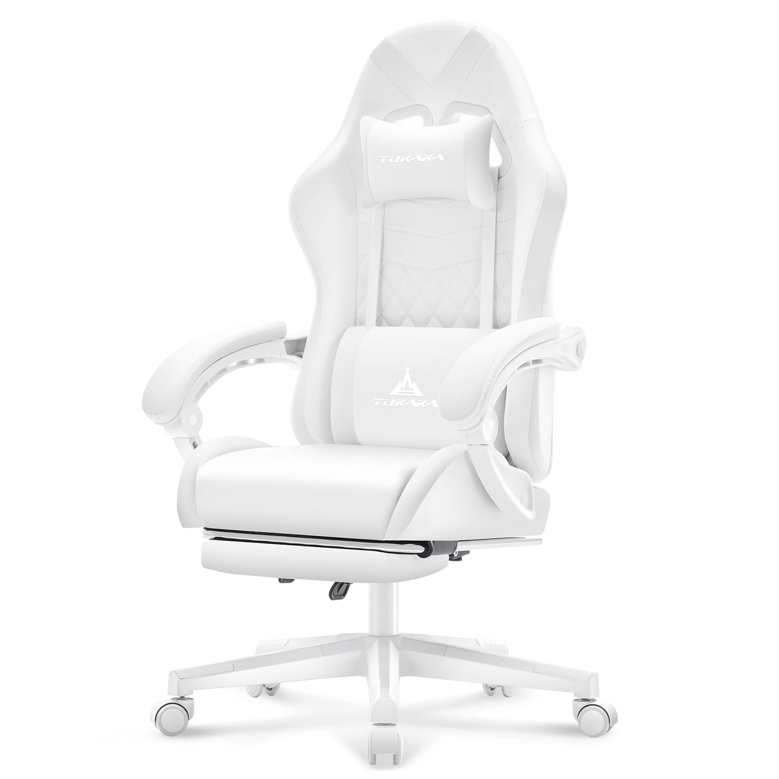 White Gaming Chair,Ergonomic Massage Office Desk Chair with Footrest | Pocket Spring Cushion,Reclining,Thick High Back,Headrest and Lumbar Support,Adjustable Leather Computer Chair Gamer Chair - Flex Gamingproduct_type