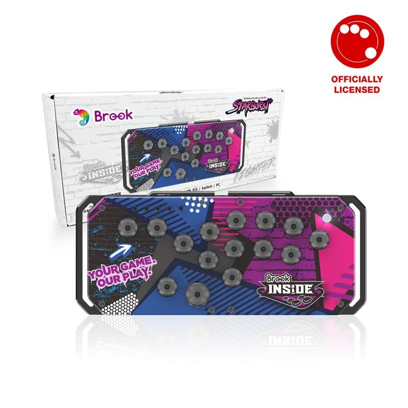Brook Fighter Starburst All-Button Arcade Controller for PS5, PS4, Xbox Series X|S, NS & NS2, PC – Hot-Swappable Switches, RGB Lighting, Adjustable Angles, Tournament-Grade Performance - Flex Gamingproduct_type