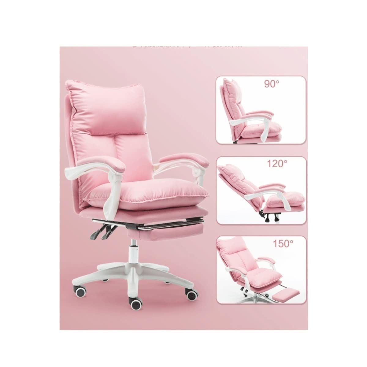 Home Office Chair Video Game Chair with Footrest Ergonomic Reclining Leather Desk Chairs Computer Gaming Chair (Color : Pink) (Beige) - Flex Gamingproduct_type