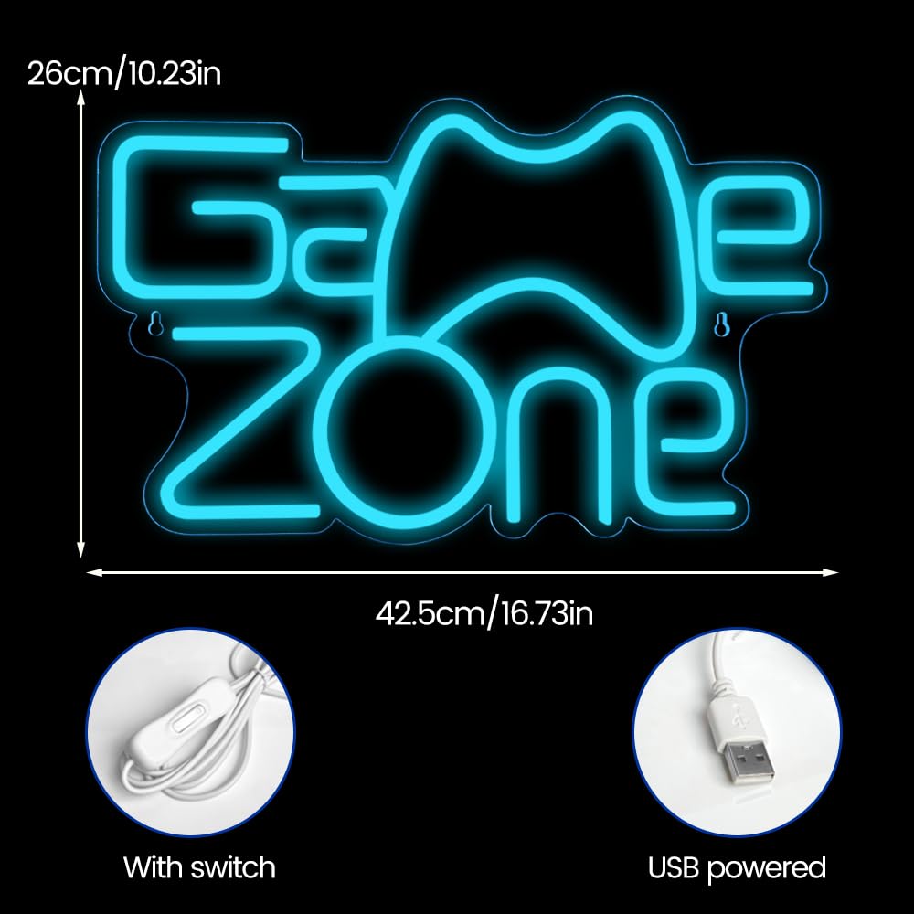Gaming Zone Neon Sign,Game Zone Neon Sign for Teens Gamer Room Decor，Gaming Light Neon Sign for Gaming Wall Decor，Led Neon Gaming Sign for Gamer Gifts Boys - Flex Gamingproduct_type