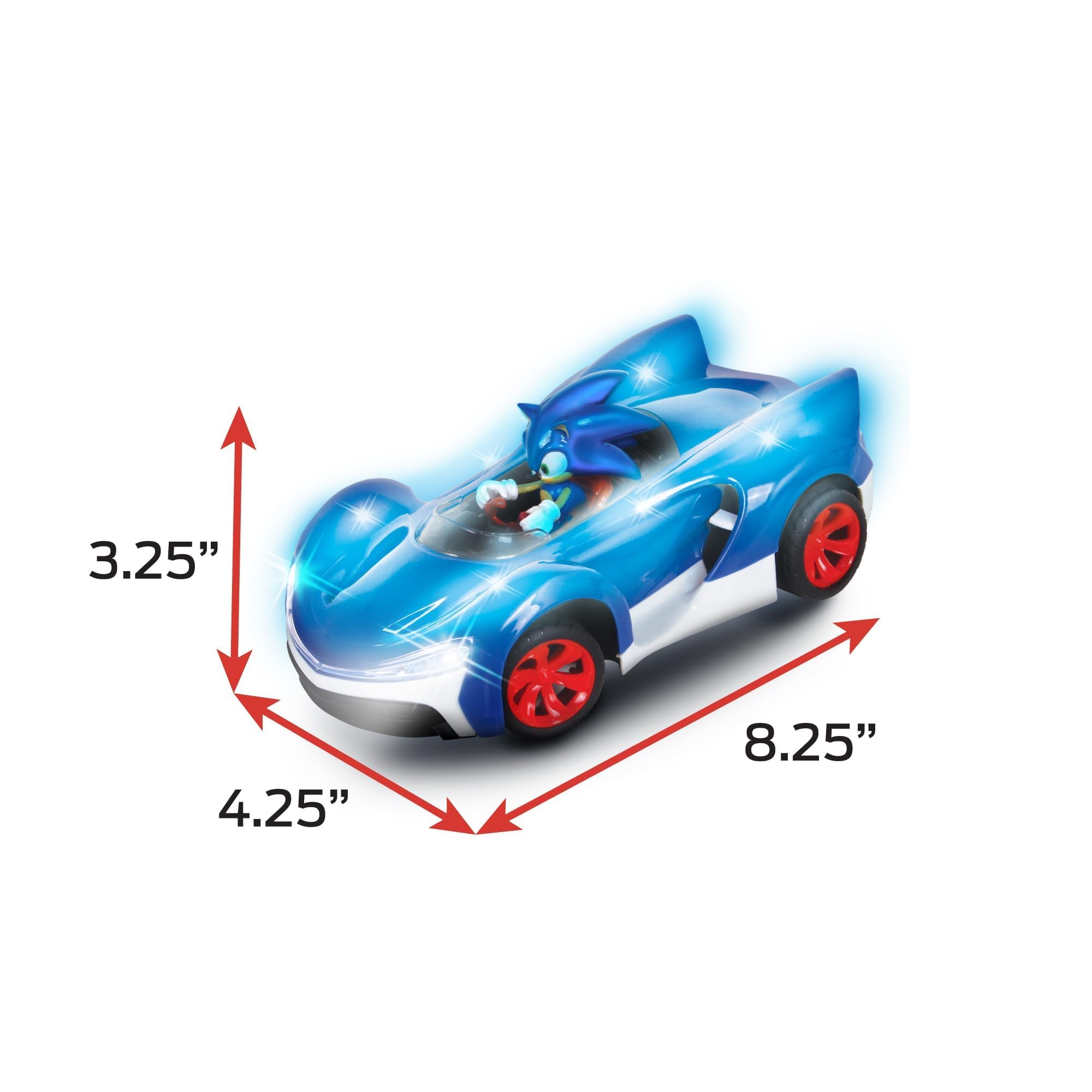 NKOK Sonic RC Car Glow Racer – Light-Up Remote Control Car, 1/28 Scale | Official Sonic the Hedgehog RC Toy with Easy Controls, Indoor & Outdoor Racing Fun, Collectible Design & Kids Gift, Ages 6+