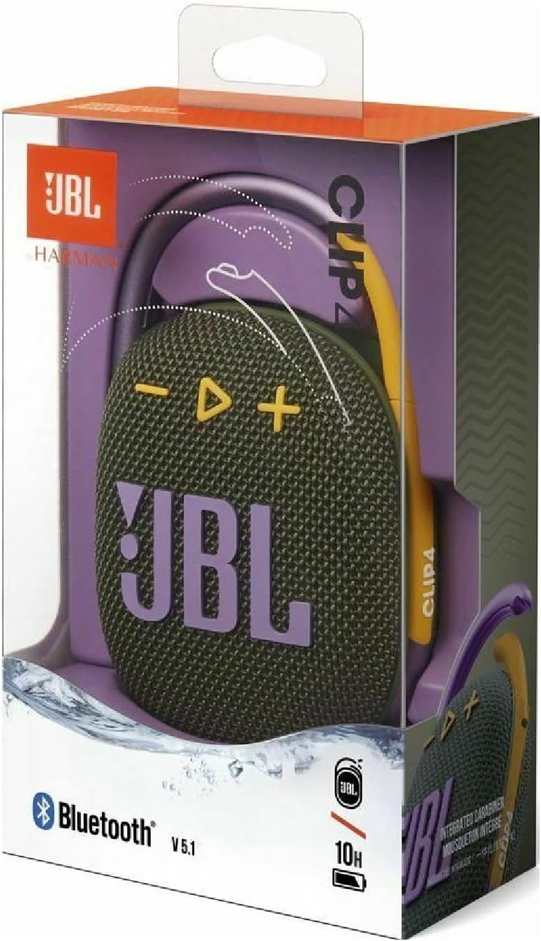 JBL 2 Pack Clip 4 Waterproof Wireless Audio Bluetooth Speaker Bundle (Green)