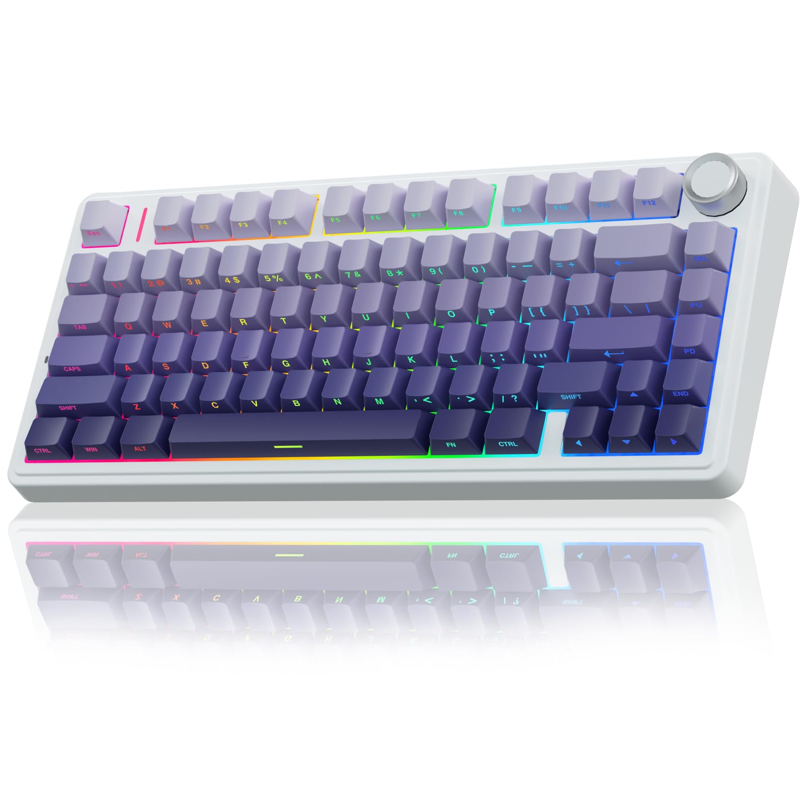AULA F75 Pro Wireless Mechanical Keyboard,75% Hot Swappable Custom Keyboard with Knob,RGB Backlit,Pre-lubed Reaper Switches,Side Printed PBT Keycaps,2.4GHz/USB-C/BT5.0 Mechanical Gaming Keyboards - Flex Gamingproduct_type