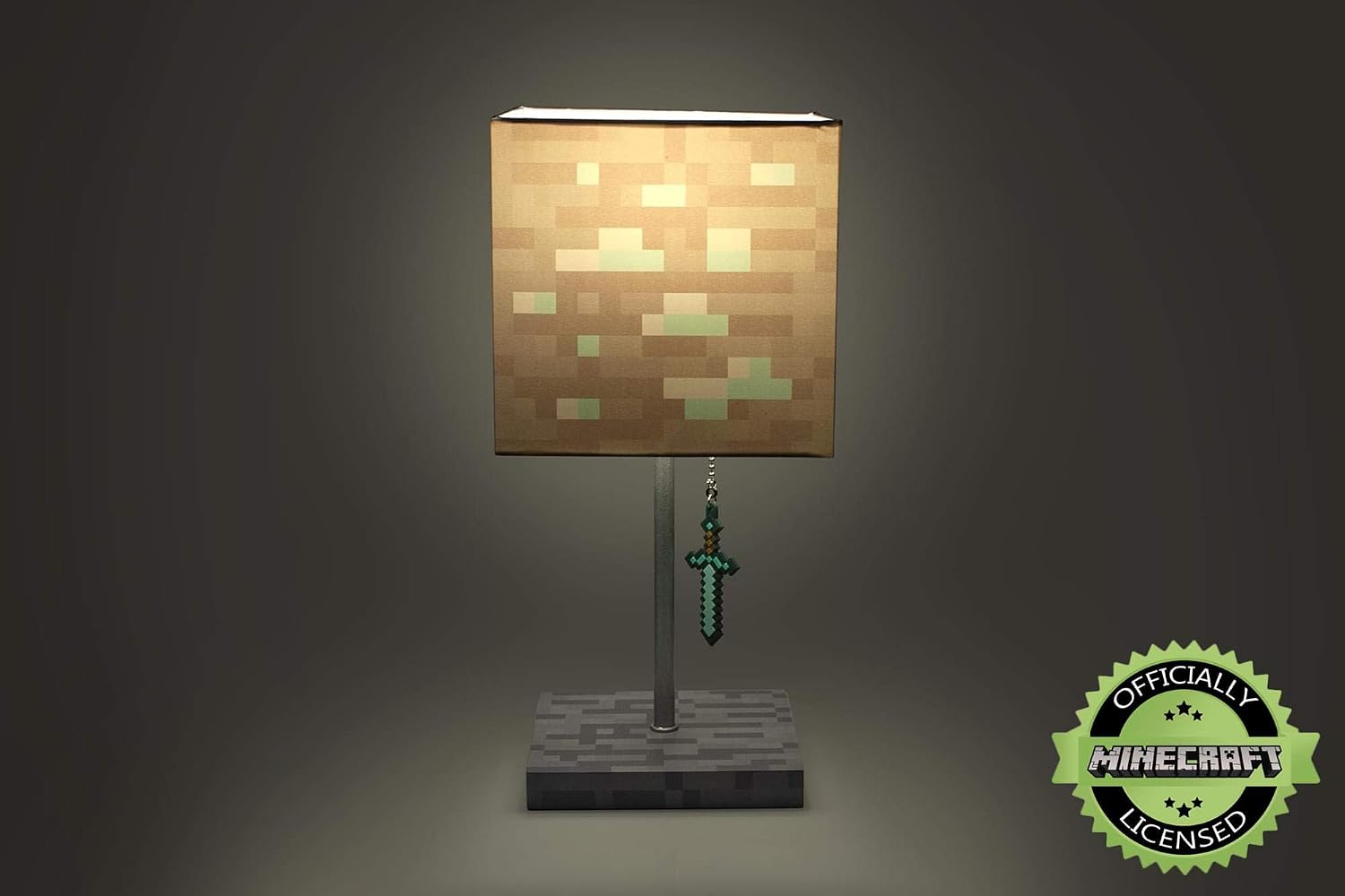 Minecraft Diamond Ore Block LED Desk Lamp with Diamond Sword Puller