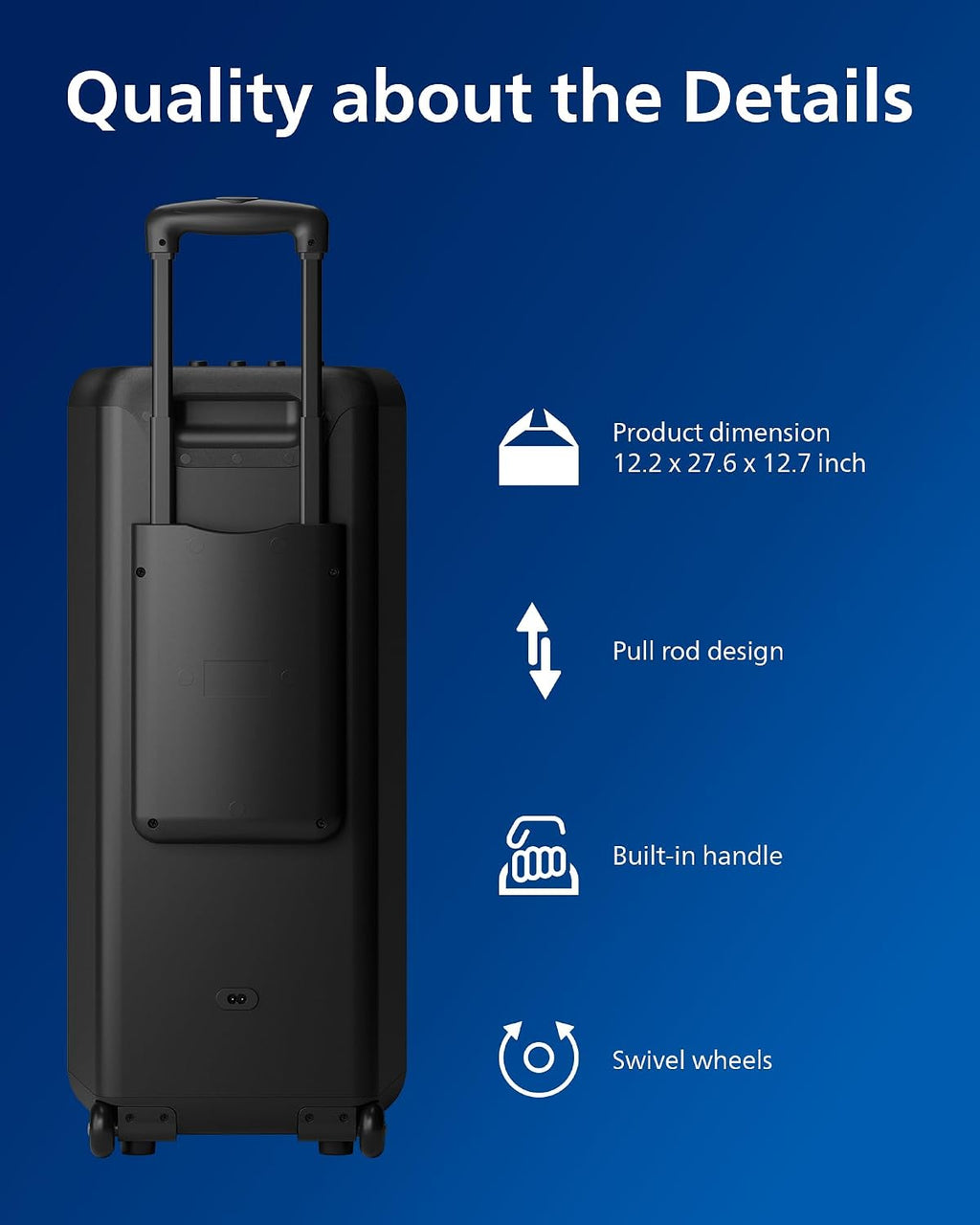 Philips X5206 Bluetooth Party Speaker - 14 Hours Play Time, Deep Bass, Party Lights, Karaoke Effects, Mic & Guitar Input, 80W Max Power, Black