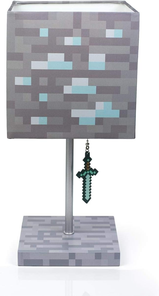 Minecraft Diamond Ore Block LED Desk Lamp with Diamond Sword Puller