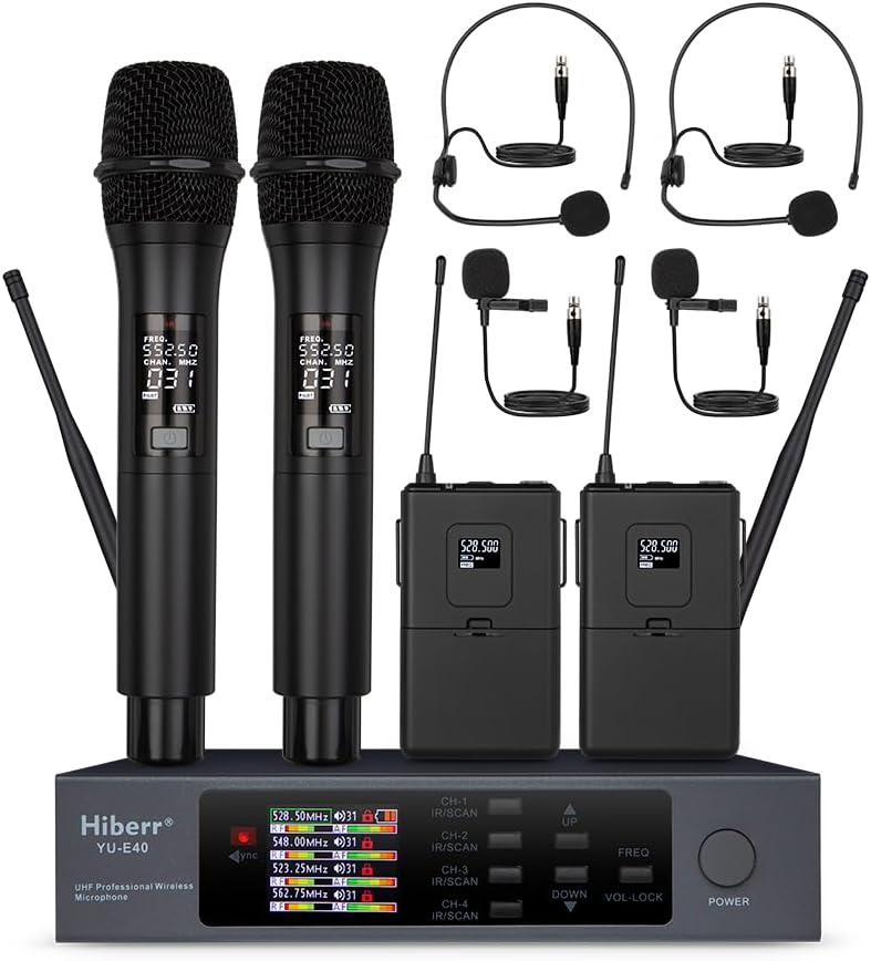 UHF Wireless Microphone System with 2 Handheld & 2 Bodypacks | Includes 2 handheld and 2 bodypack microphones for church, conferences, presentations, karaoke and live events. - Flex Gamingproduct_type