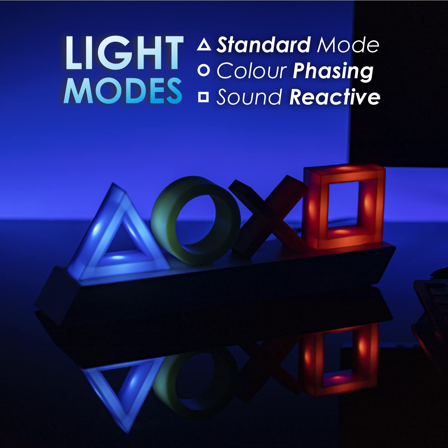 Paladone Playstation Controller Icons Light with 3 Light Modes - Sound Reactive, Dynamic Phasing, and Standard Mode - Gaming Desk Accessories and Game Room Decor - Flex Gamingproduct_type