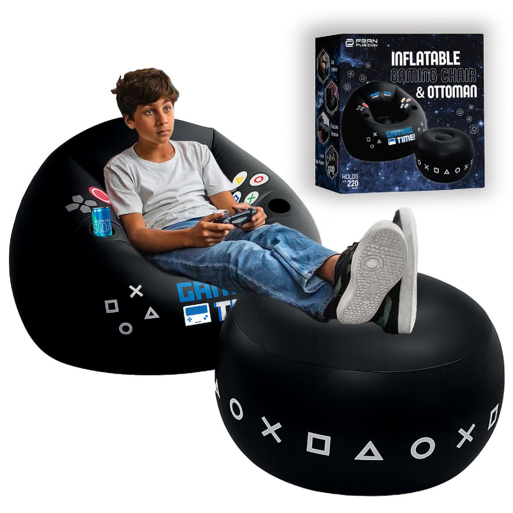 Inflatable Gaming Chair for Kids & Teens with Cup Holders and Side Pocket - This Air Gaming Bean Bag Chairs for kids is The Perfect Furniture for Gamer Room Decor - Perfect Gaming Stuff for boys 4-12 - Flex Gamingproduct_type