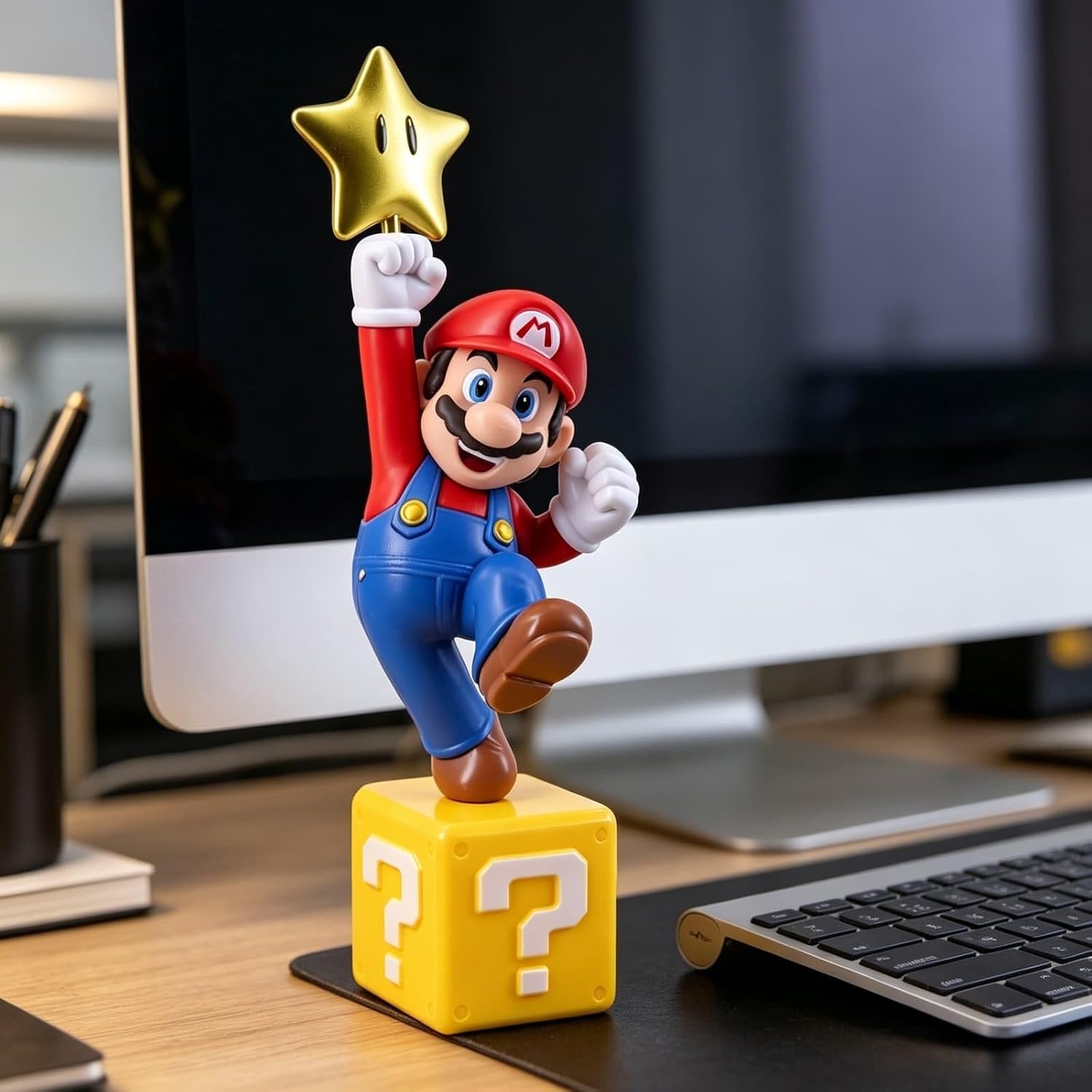 Mario Figure, Star Themed Collectible Statue, 8IN PVC Figurine for Fan Gifts - Flex Gamingproduct_type