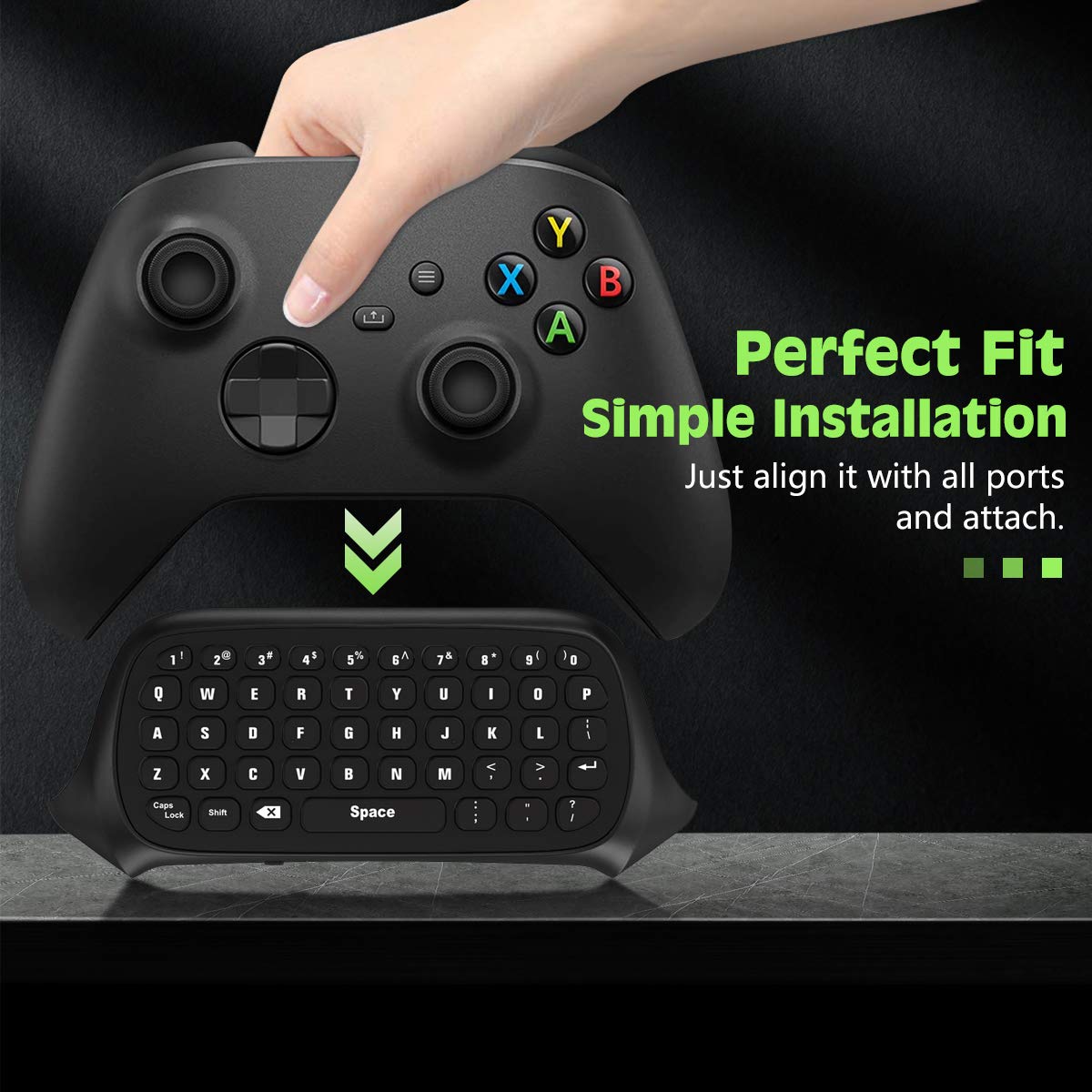 TiMOVO Green Backlight Keyboard for Xbox One, Xbox Series X/S,Wireless Chatpad Message KeyPad with Headset & Audio Jack,Mini Game Keyboard Fit Xbox One/One S/One Elite/2, 2.4G Receiver Included, Black - Flex Gamingproduct_type