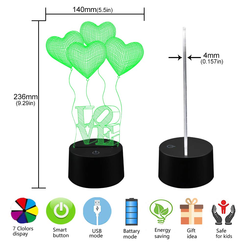 AZIMOM 3D Illusion Night Light – 5 Designs