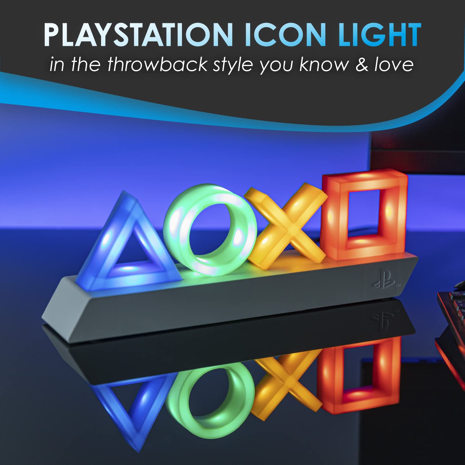 Paladone Playstation Controller Icons Light with 3 Light Modes - Sound Reactive, Dynamic Phasing, and Standard Mode - Gaming Desk Accessories and Game Room Decor - Flex Gamingproduct_type