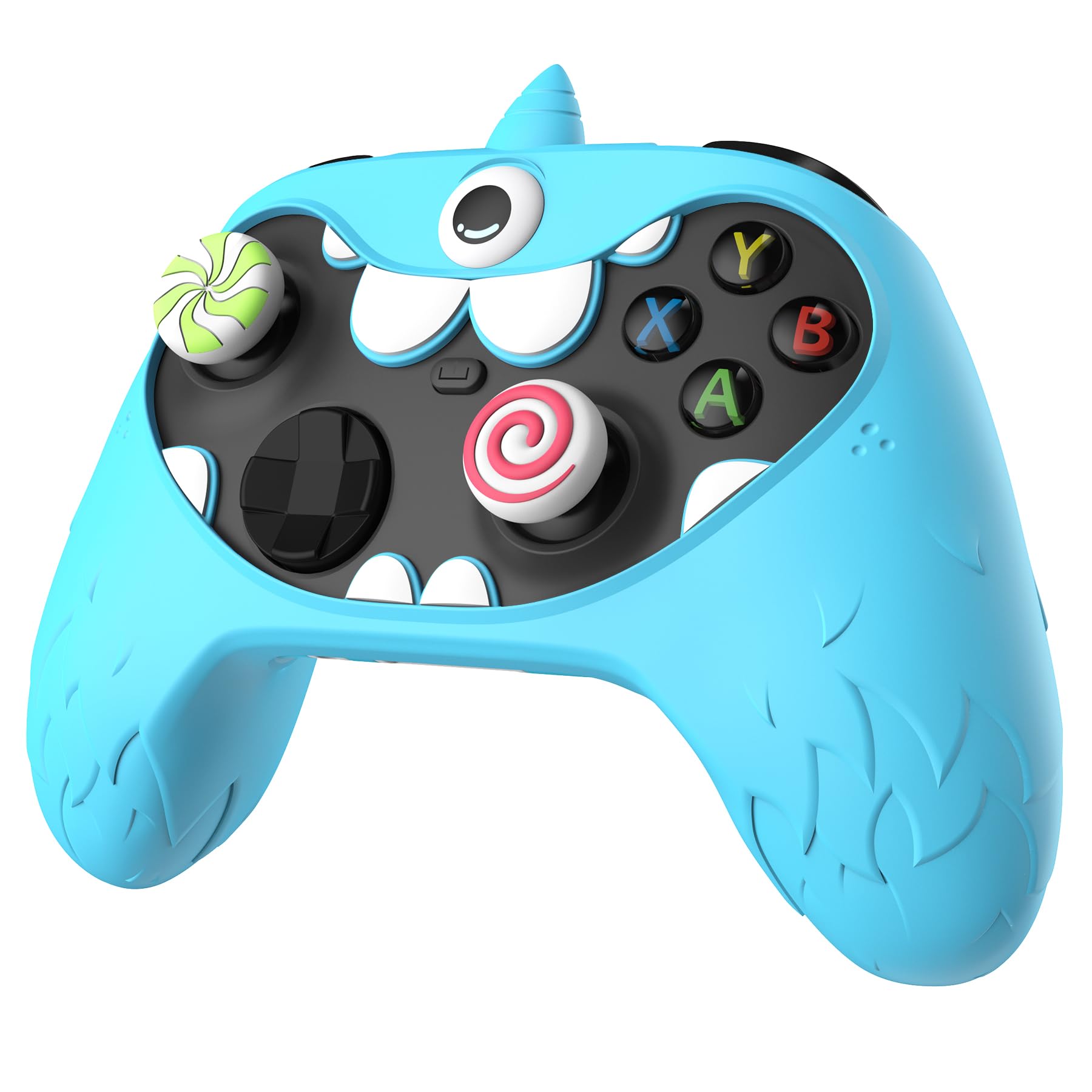 PlayVital MonoEye Monster Controller Skin for Xbox Series X/S - Cute Anti-Slip Silicone Cover Case with 4 Candy Thumb Grip Caps & Stickers, Full Protection Set, Green - Flex Gamingproduct_type