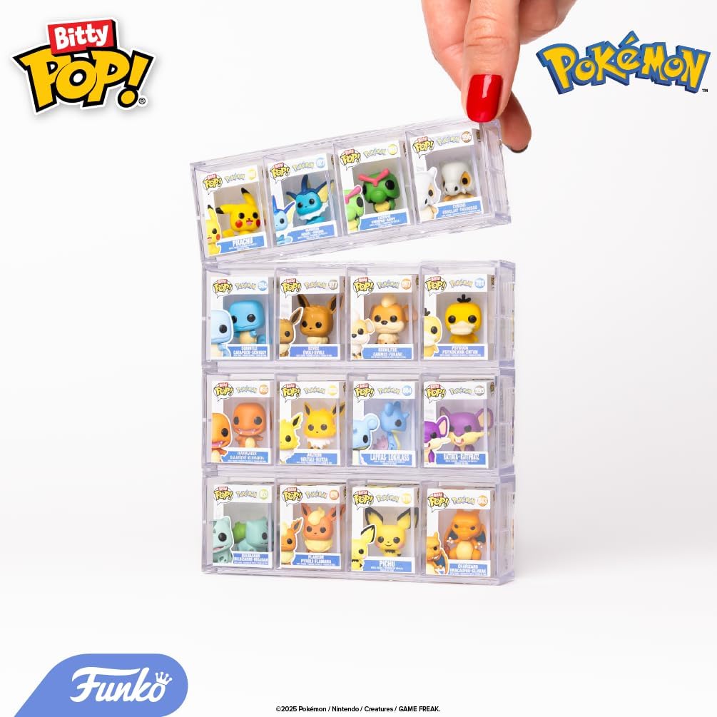 Funko Bitty POP! 4 Pack: Pokemon - Squirtle, Eevee, Growlithe, Psyduck | Official Video Games Merch - Tiny 0.9 inch Figures with Display Shelf - Cake Topper, Party Bag and Stocking Filler Gift