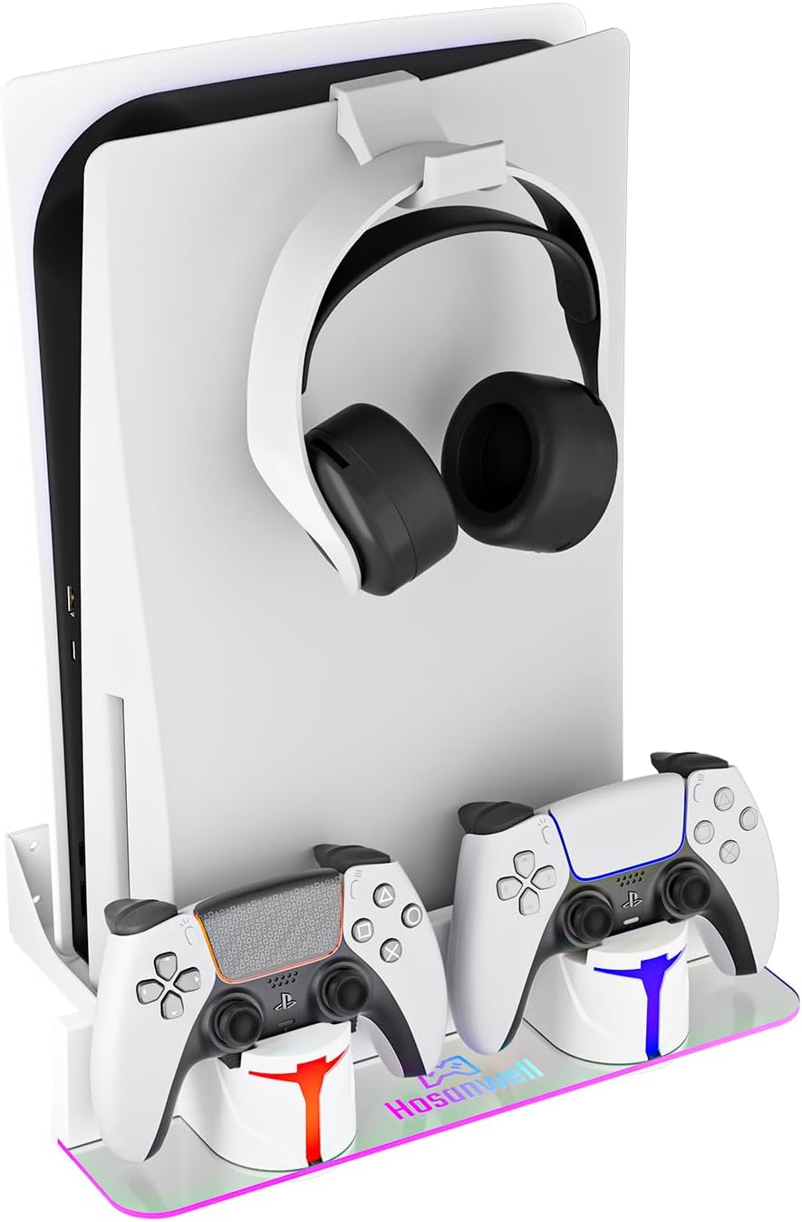 Hosanwell PS5 Wall Mount Kit with RGB Charging Station