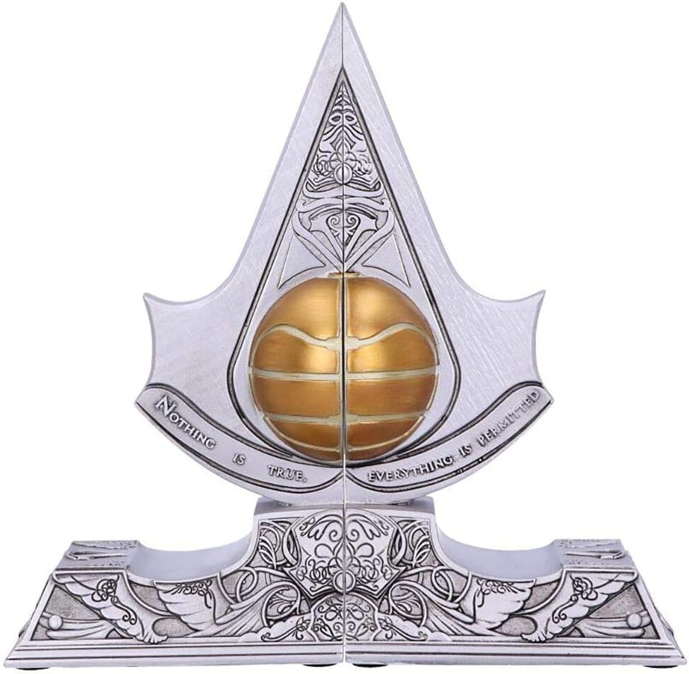 Nemesis Now Officially Licensed Assassin's Creed Apple of Eden Resin Bookends, Silver, 18.5cm