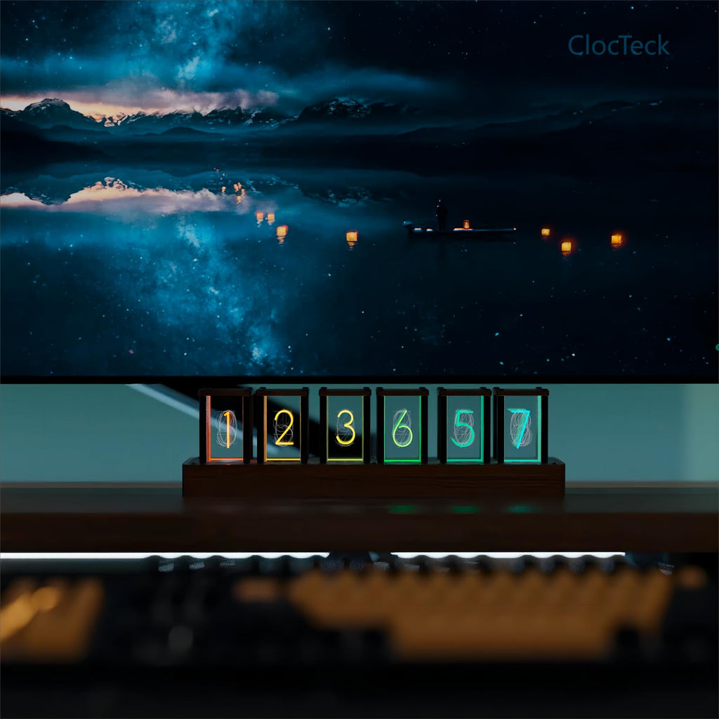 ClocTeck Nixie Tube Clock – Brown, Walnut & 6 Tubes