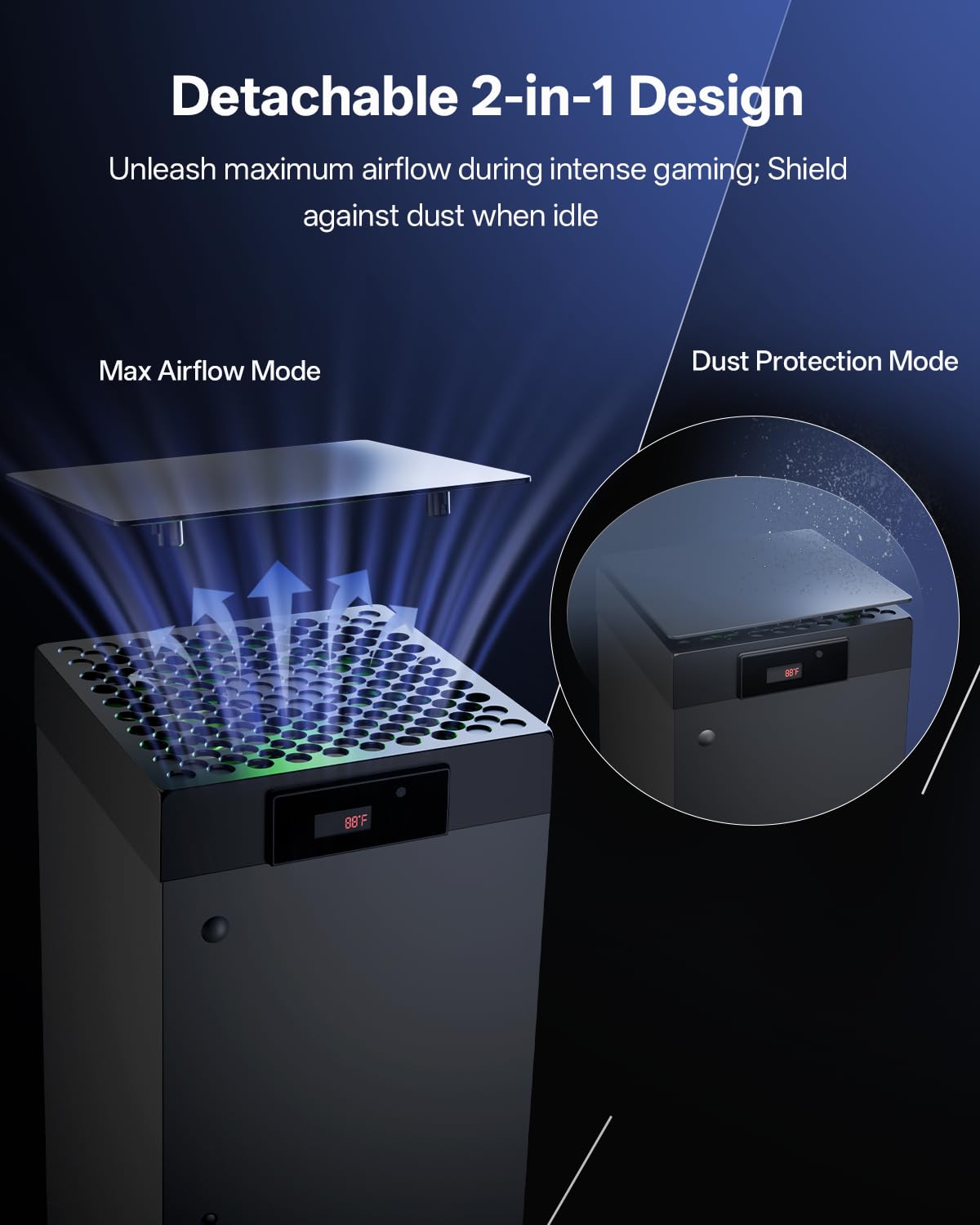 DEPGI Cooling Fan for Xbox Series x, Featuring Automatic Fan Speed Adjustment Based on Temperature, LED Display Screen, Low Noise, Easy Installation, 3 speeds, with RGB LED - Flex Gamingproduct_type