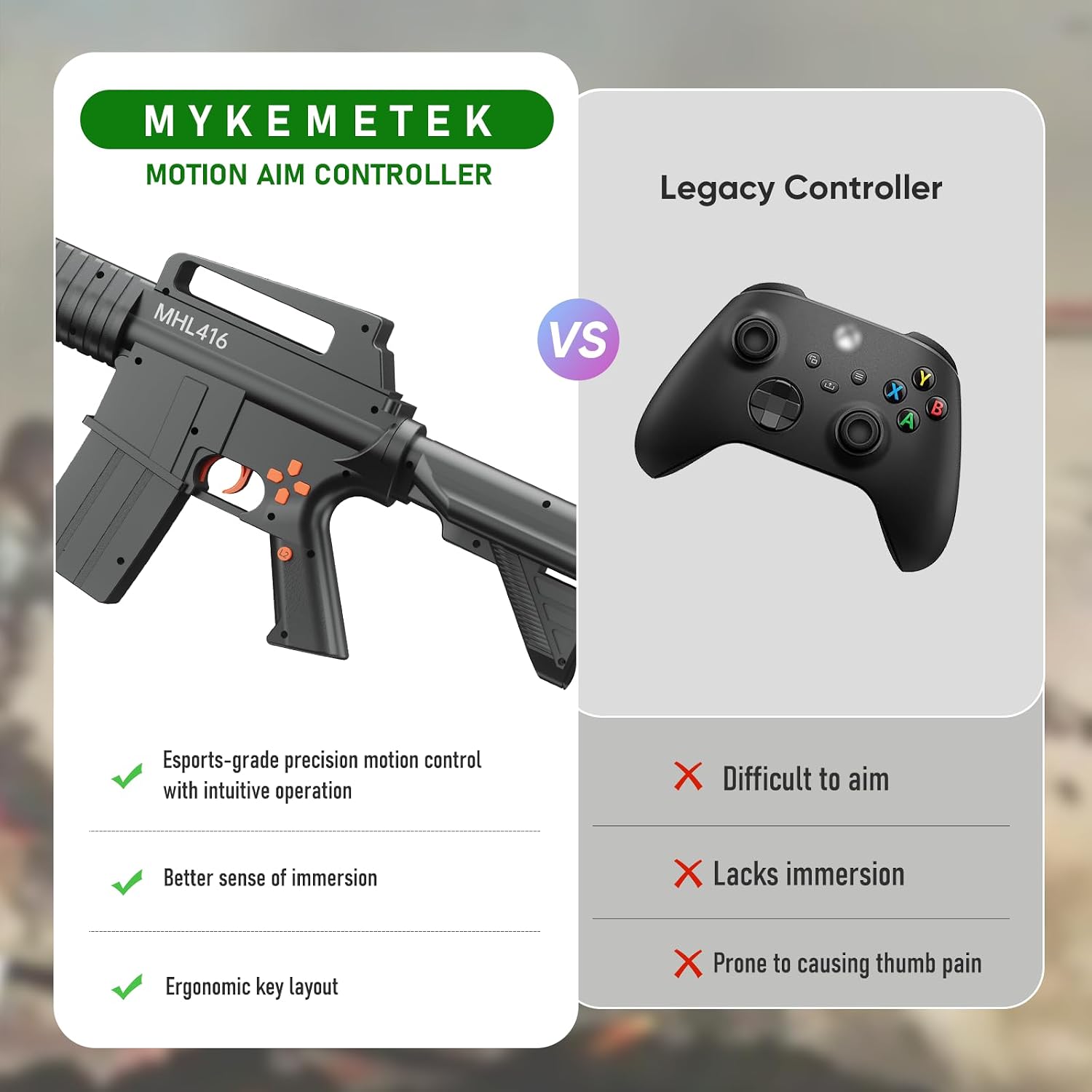 MYKEMETEK Professional FPS Motion Controller Compatible for XBOX Series X|S - Precision Aiming, Immersive Gunfight Experience, Authentic Feedback, 10-Hr Runtime, 2.4 GHz Wireless, Supports ALL FPS Games like Call of Duty and Battlefield - Flex Gamingproduct_type