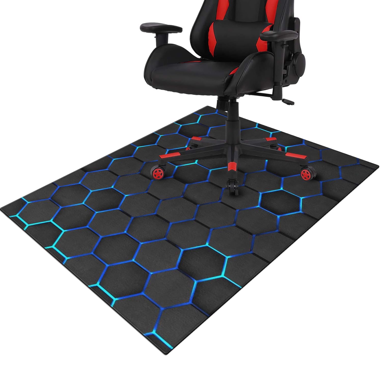Gaming Chair Mat for Carpet Hardwood Tile Floor,36"x48" Gamer Rugs for Game Room, Under Desk Non Slip Gamer Rug,Low-Pile Game Room Rug,Rubber Backing Large Gaming Chair Floor Mat,Green Honeycomb - Flex Gamingproduct_type