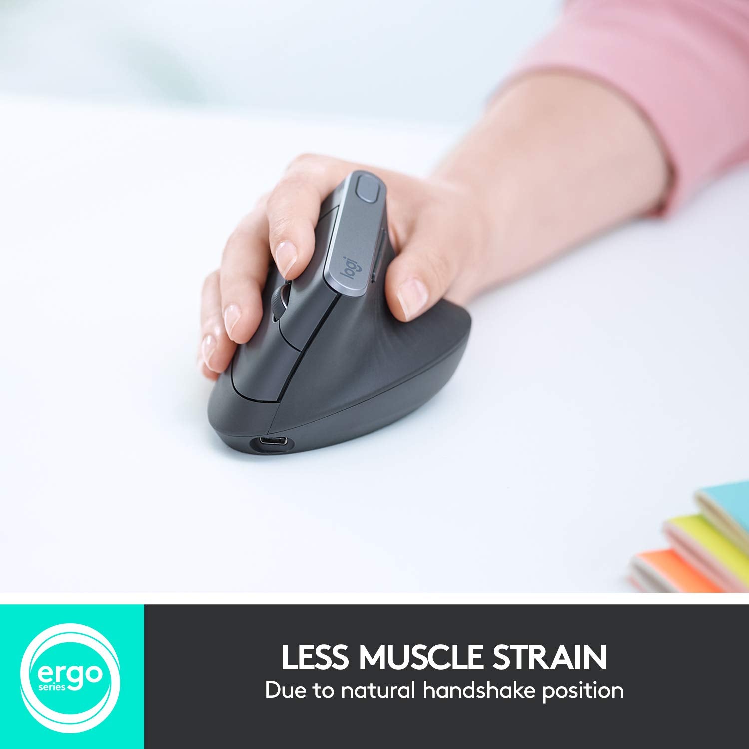 Logitech MX Vertical Wireless Mouse – Ergonomic Design Reduces Muscle Strain, Move Content Between 3 Windows and Apple Computers, Rechargeable, Graphite - Flex Gamingproduct_type