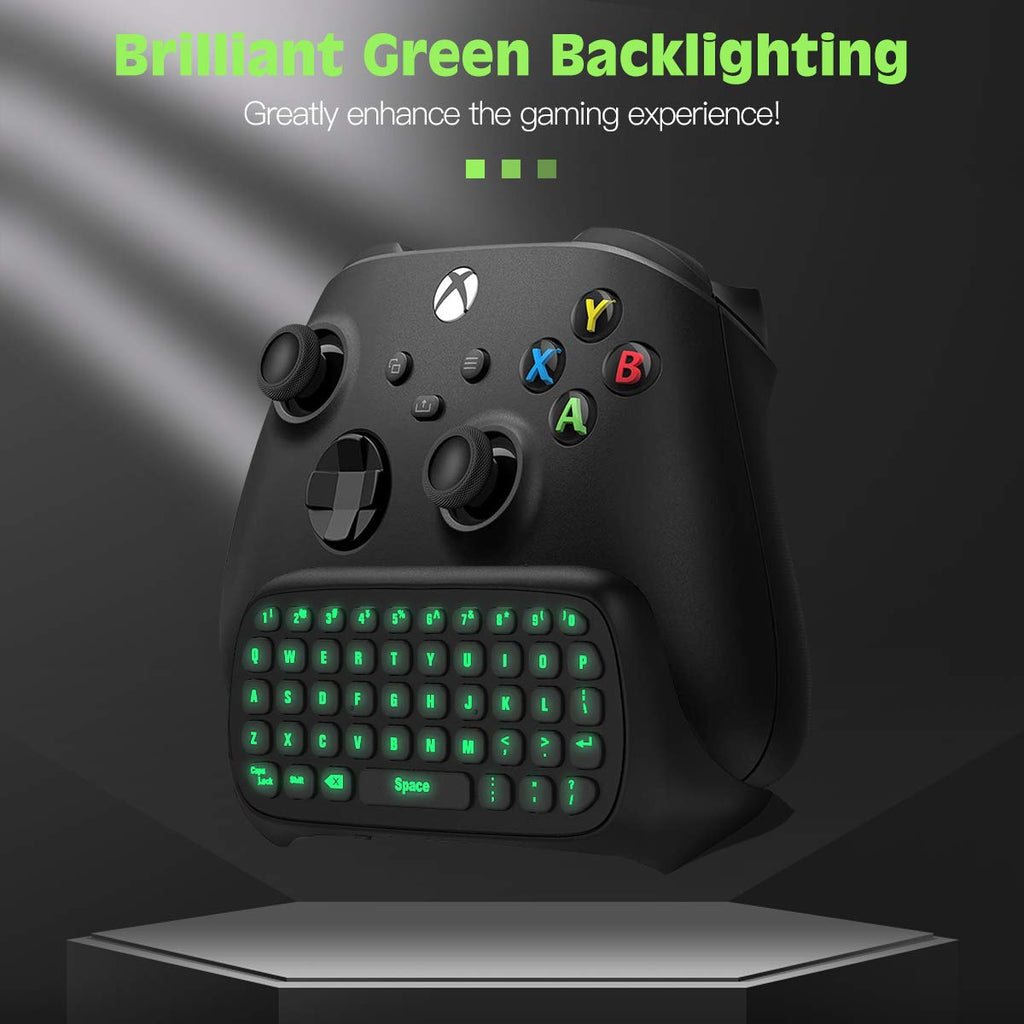 TiMOVO Green Backlight Keyboard for Xbox One, Xbox Series X/S,Wireless Chatpad Message KeyPad with Headset & Audio Jack,Mini Game Keyboard Fit Xbox One/One S/One Elite/2, 2.4G Receiver Included, Black - Flex Gamingproduct_type