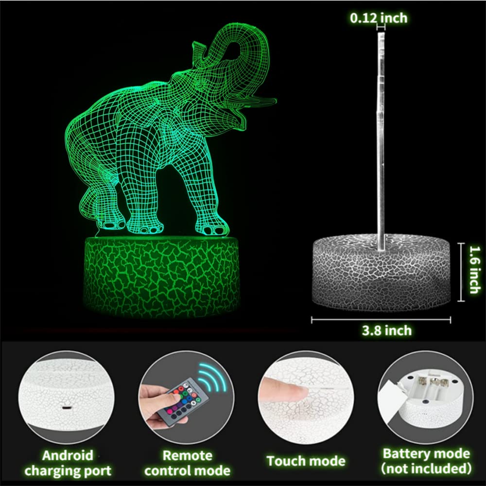 3D Illusion Night Light with Swappable Acrylic Panels – 6 Designs