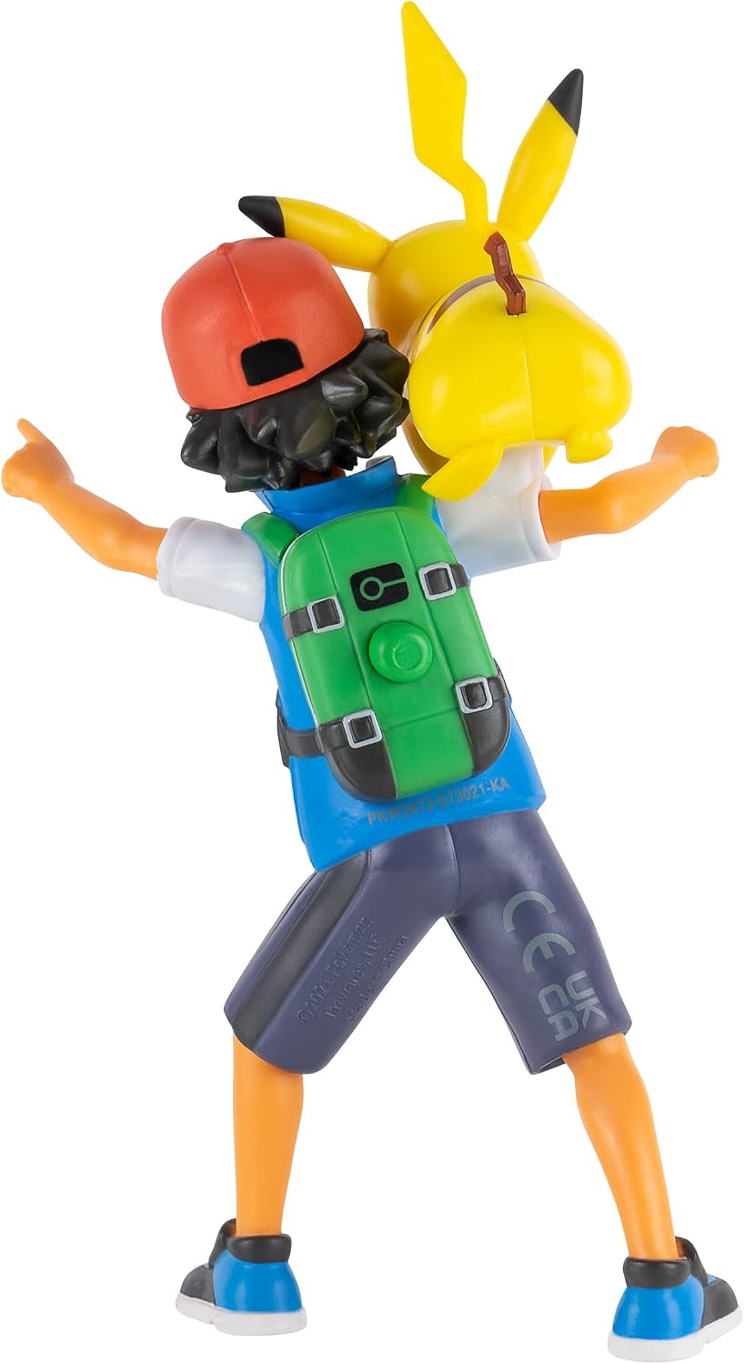 Pokémon 4.5-Inch Feature Battle Action Figure, Features Ash and Launch into Action 2-Inch Pikachu