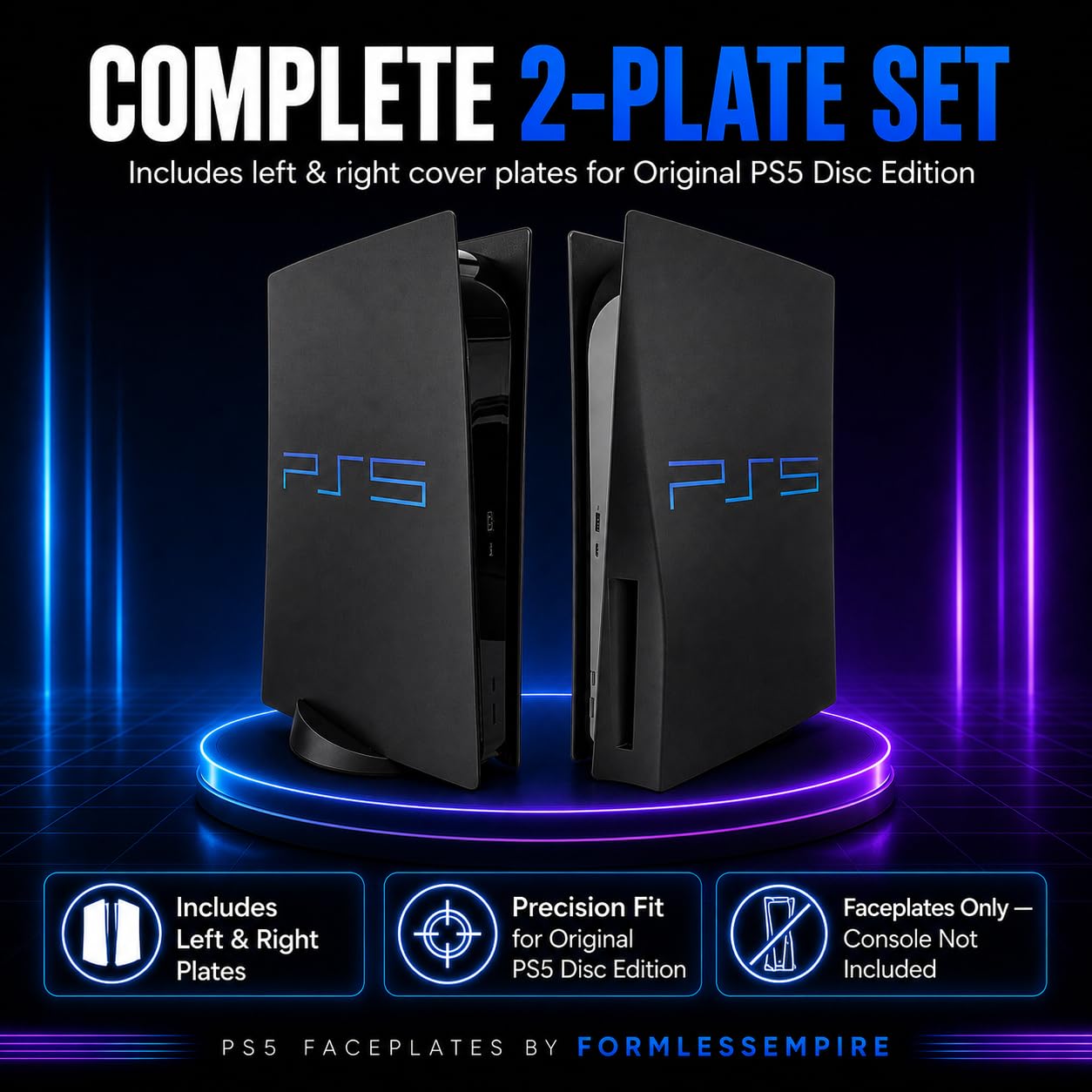 Cover Plates and Faceplate for PS5 Disc Edition, Compatible with PlayStation 5 Original Console, Red and Black Spider Design Replacement Side Panels - Flex Gamingproduct_type