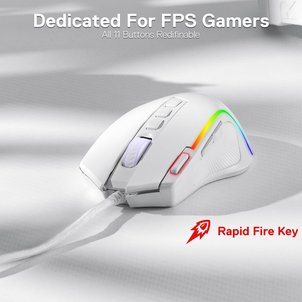 Redragon M612 Predator RGB Gaming Mouse, 8000 DPI Wired Optical Mouse with 11 Programmable Buttons & 5 Backlit Modes, Software Supports DIY Keybinds Rapid Fire Button - Flex Gamingproduct_type