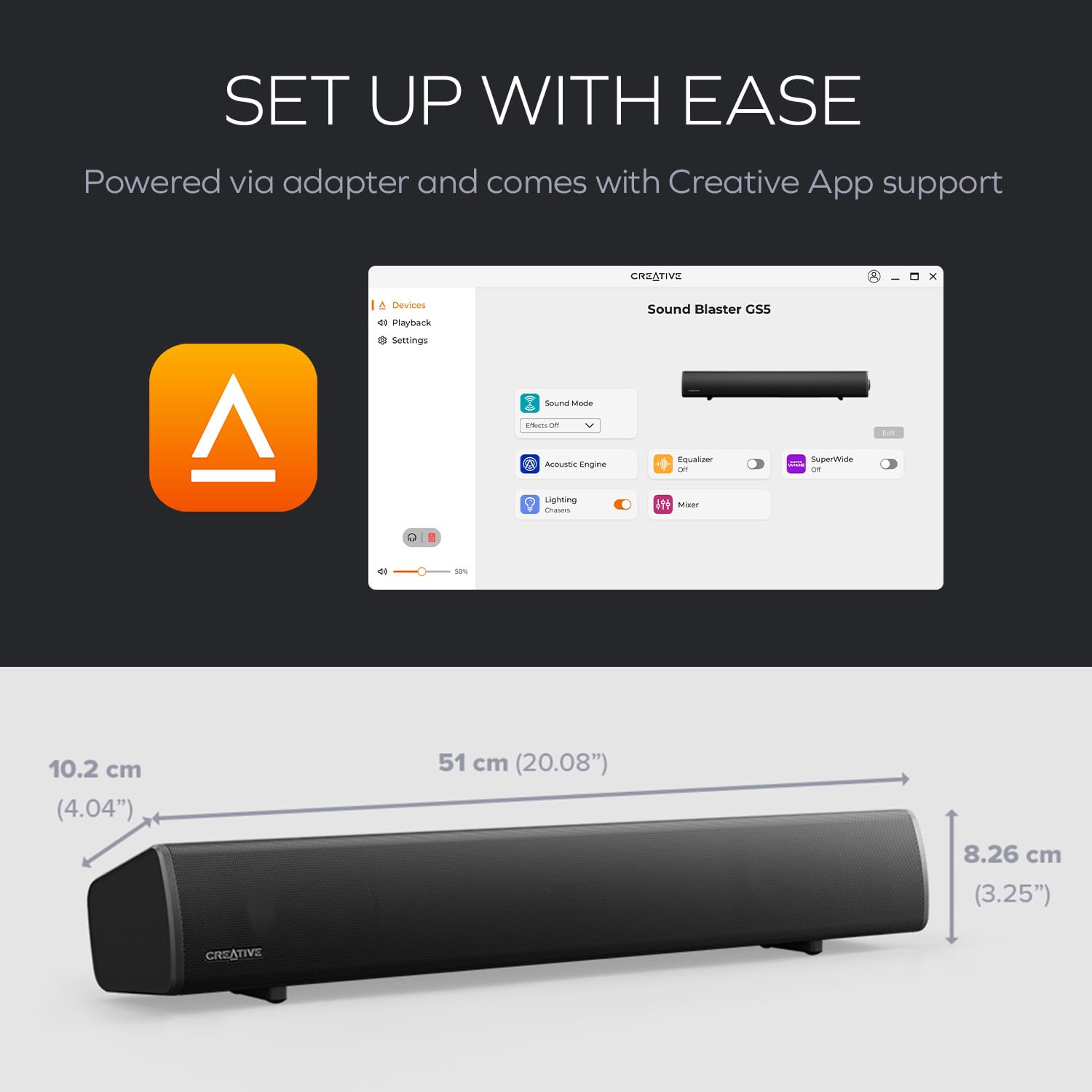 Creative Sound Blaster GS5 RGB Gaming Soundbar