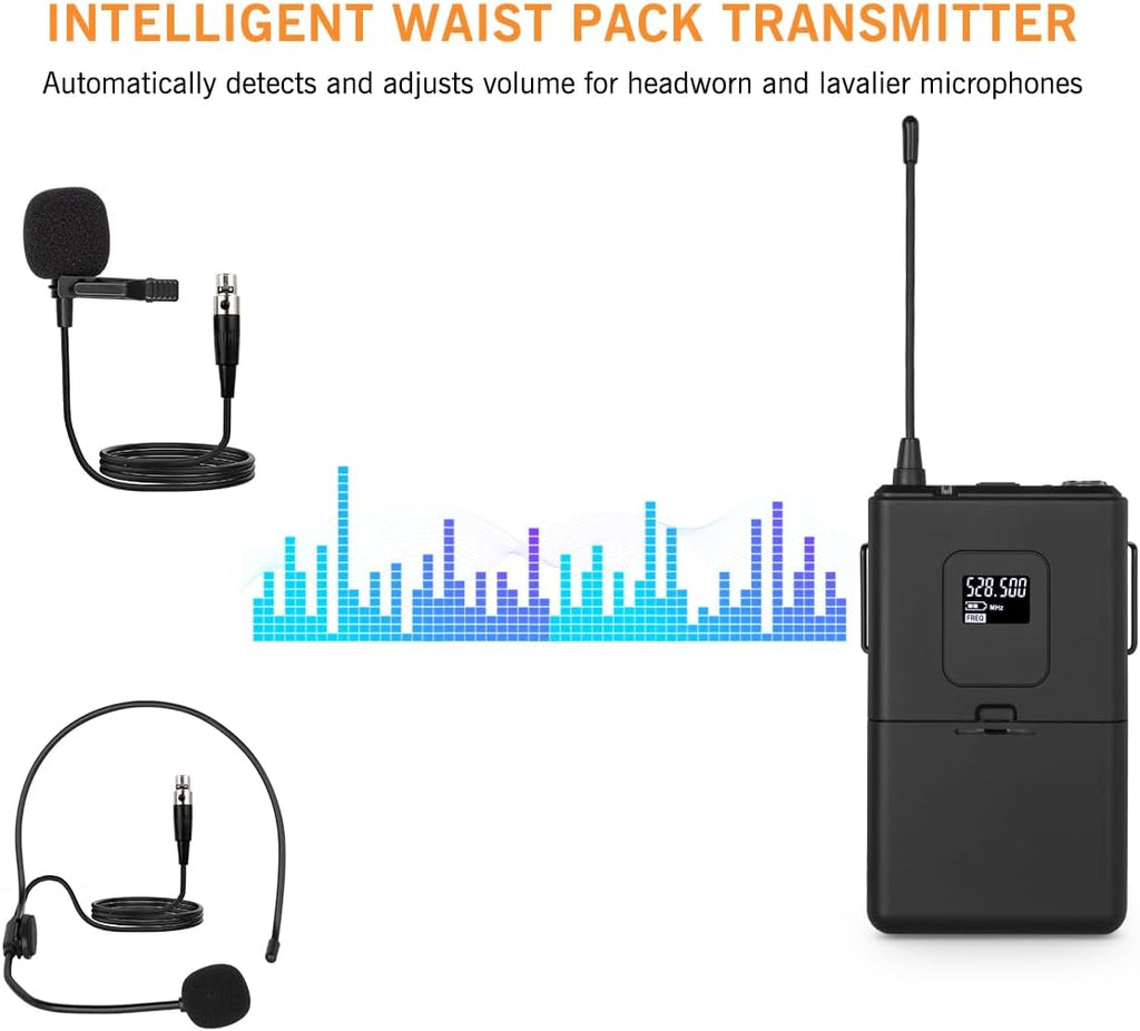 UHF Wireless Microphone System with 2 Handheld & 2 Bodypacks | Includes 2 handheld and 2 bodypack microphones for church, conferences, presentations, karaoke and live events. - Flex Gamingproduct_type