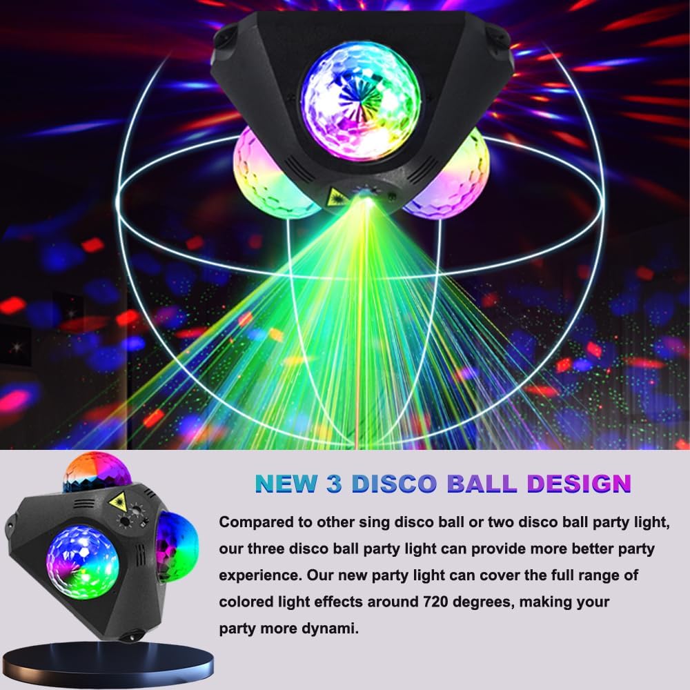 3-Magic Ball Disco Party Light with Dual Laser – 2 Variants