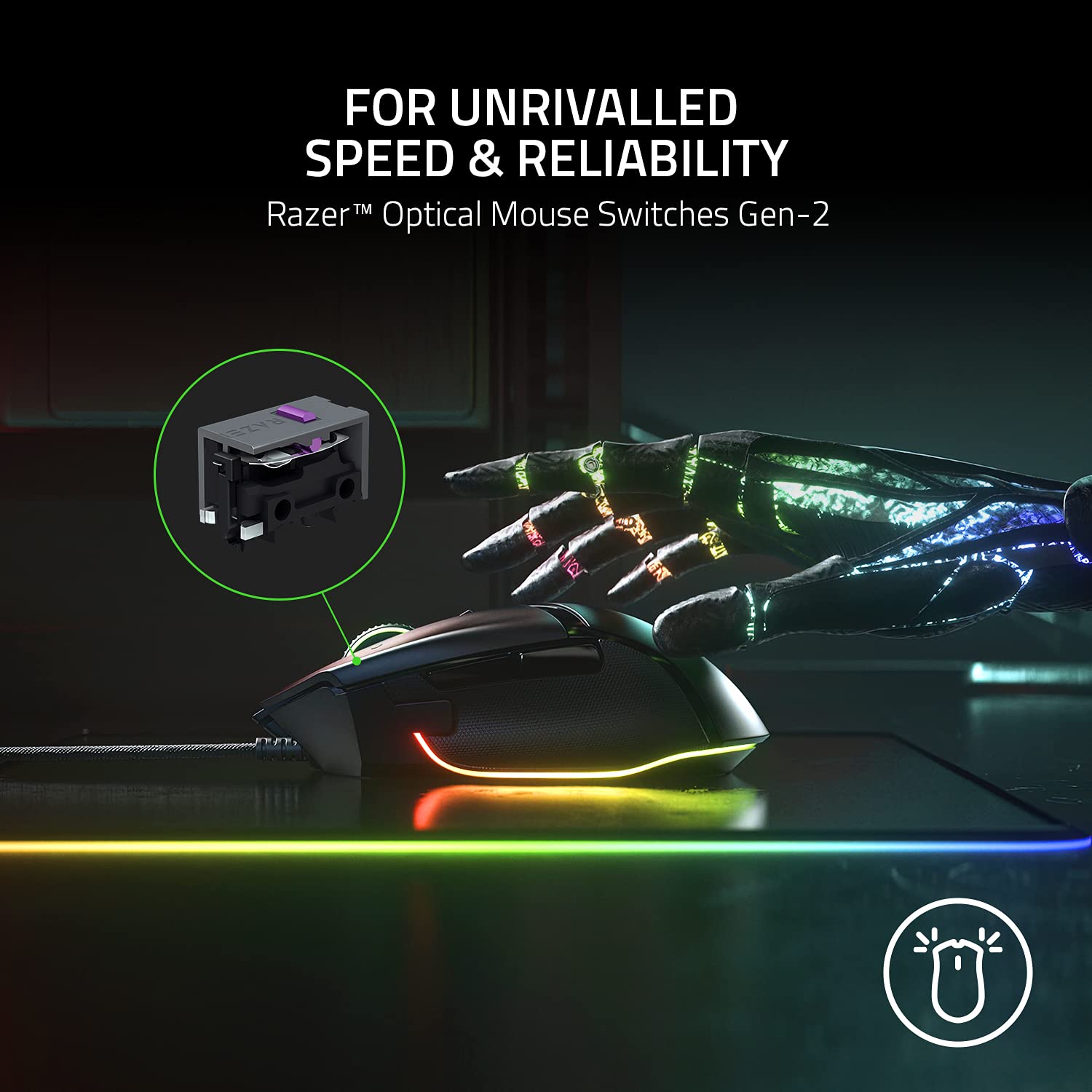 Razer Basilisk V3 Customizable Ergonomic Gaming Mouse: Fastest Gaming Mouse Switch - Chroma RGB Lighting - 26K DPI Optical Sensor - 11 Programmable Buttons - HyperScroll Tilt Wheel - Classic Black - Flex Gamingproduct_type