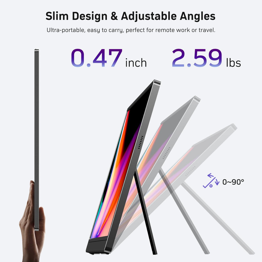 MNN Portable Monitor 15.6inch FHD 1080P 60Hz USB C HDMI Gaming Ultra-Slim IPS Display w/Smart Cover & Speakers,HDR Plug&Play, External Monitor for Laptop PC Phone Mac (15.6'' 1080P) - Flex Gamingproduct_type