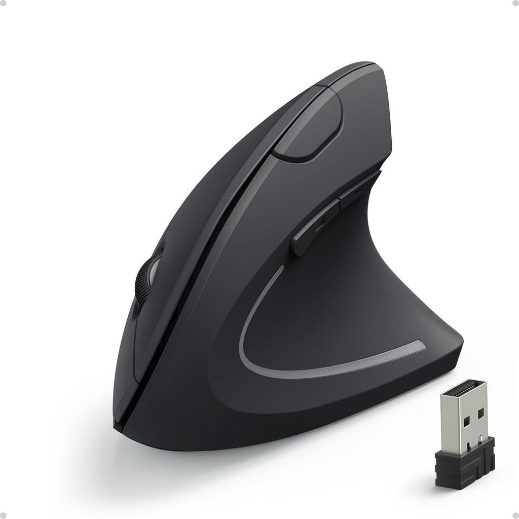 Anker 2.4G Wireless Vertical Ergonomic Optical Mouse for Work, Multi-Device Connectivity, 800/1200 /1600 DPI, 5 Buttons for Laptop, Desktop, PC - Black - Flex Gamingproduct_type