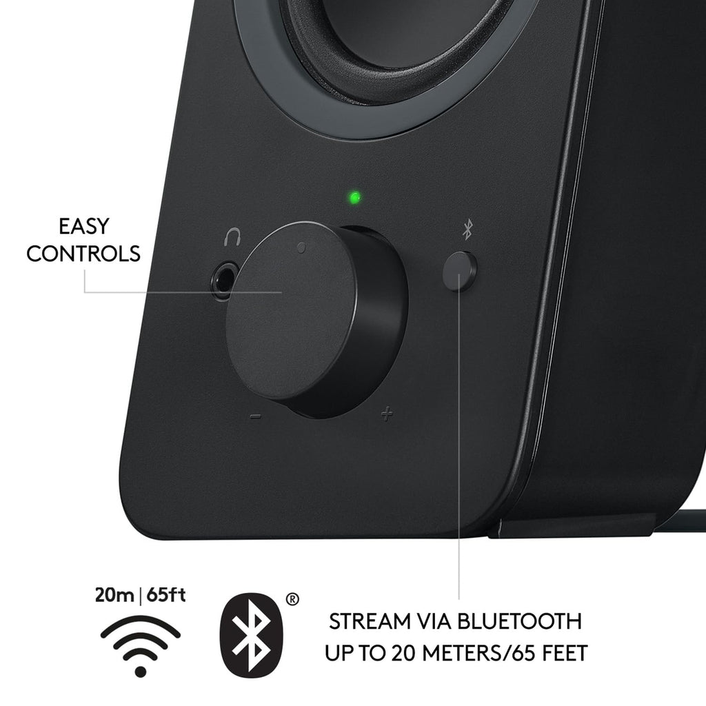 Logitech Z207 2.0 Stereo Computer Speakers with Bluetooth | 10 Watts peak power, active drivers with passive radiators, 3.5 mm input and headphone jack, ideal for PC setups